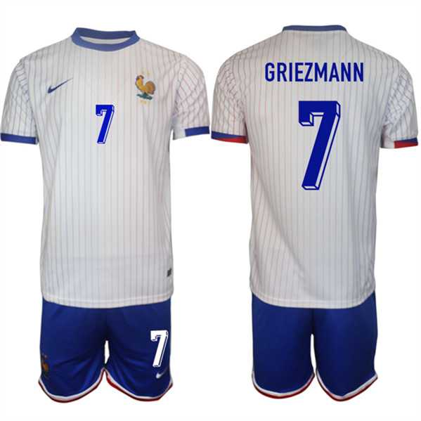 Men's France #7 Antoine Griezmann White 2024-25 Away Soccer Jersey Suit,We sell and wholesale Men's France #7 Antoine Griezmann White 2024-25 Away Soccer Jersey Suit on line form chian!